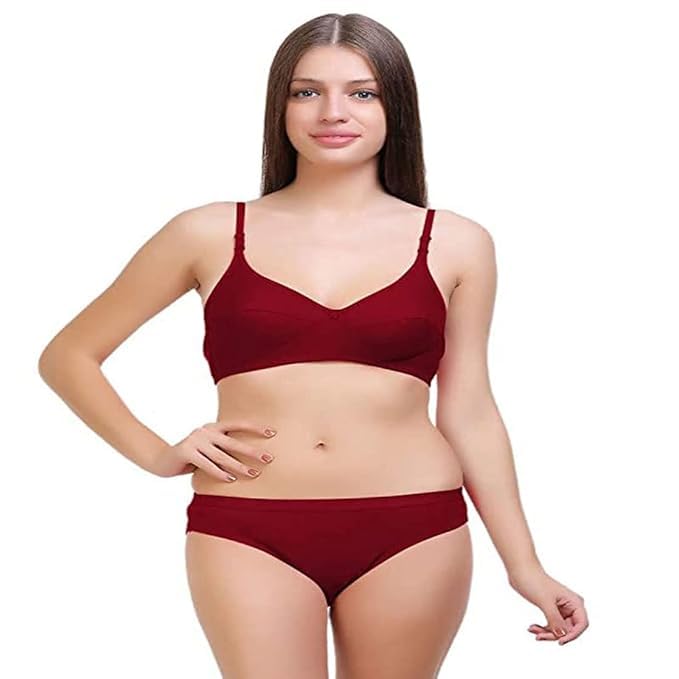 vouivre Cotton Lingerie Set for Women | Soft Wire-Free Non-Padded Bra Panty Set | Everyday Comfort Intimate Wear | Breathable Fabric-picture-52