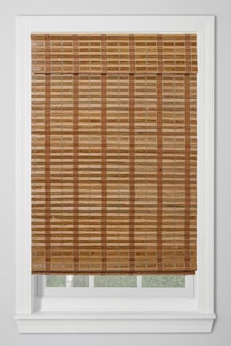 TJ Global Cordless Bamboo Window Blind Sun Shade, Light Filtering Roman Shades - Caramel Toffee (W72 X L64)