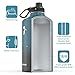 Coolflask 128 oz Gallon Water Bottle Insulated with Straw&3 Lids, Water Jug Large Stainless Steel Metal Vacuum Wide Mouth for Sports, Gym or Office, Non-BPA Keep Cold 48H Hot 24H, Samurai Cyan