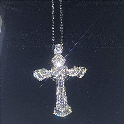 Pendentif grande croix en zircon 5A MOCHAMIK, le collier argent 925 anti-ternissement pour mariages