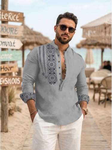 Image of DEELMO Men's Cotton Blend Mandarin Collar Self One Design Full Sleeve Casual Short Kurta