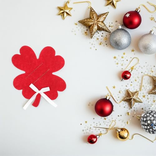 LOGOFUN 12PCS Four Leaf Clover Christmas Wallets Felt Money Cash Clips for Shopping Travel Holiday Gift Business Card Holder - Red & Green & Gray4