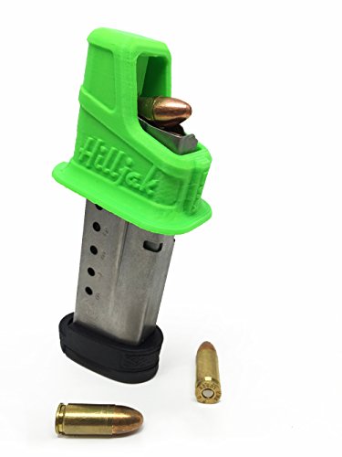 Hilljak Designed to fit Smith & Wesson M&P 9 Shield HD2 (1.0, 2.0) Springfield Armory XD-S, XD-E 9mm Single-Stack Magazine Loader, Quickie Loader (Neon Green)