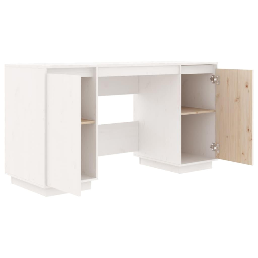 Bureau Blanc 140x50x75 cm Bois Massif de pin,Bureaux,26.83kg-814325