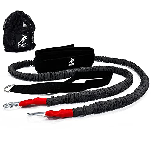 Kbands Training Speed Reactive Stretch Cord - Adjustable Belt Anchor Strap Dual Resistance Cord Overspeed Accelerator Vertical FX (Waist Size 31 Inches or Less)