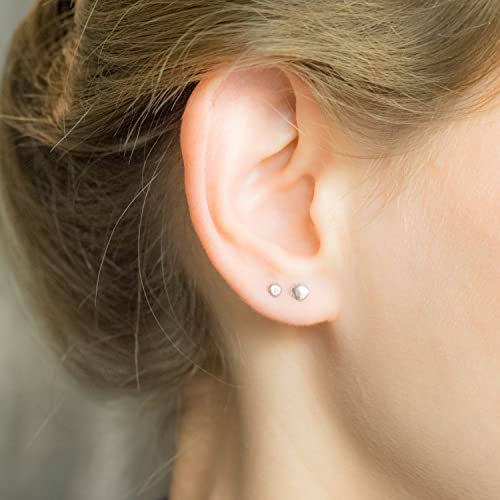 Dot Stud Earrings Multiple Piercing Tiny Round Ear Jewelry Sterling Silver 2Mm / 3Mm / 4Mm #TOP5