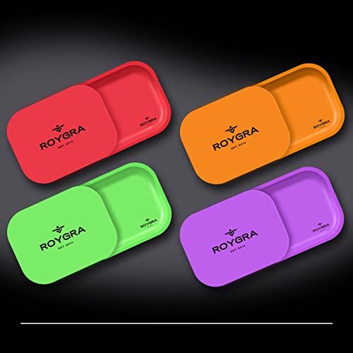 Roygra Rolling Tray With Pvc Soft Magnetic Lid, Metal Matte Tray (Black, Medium - 7 X 5.5'') #TOP5