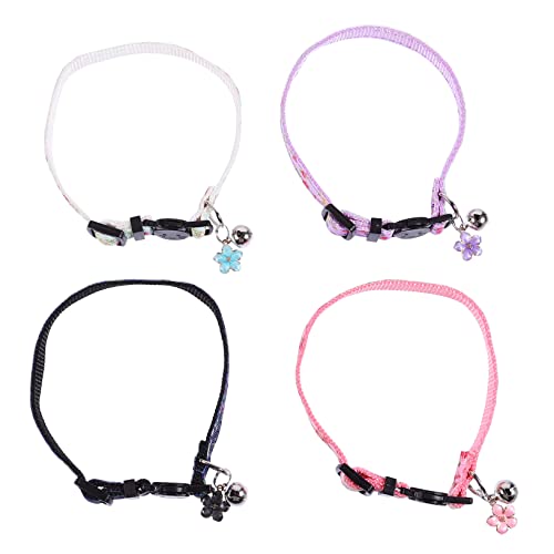 TOBBOMEY 4 Piezas Collar De Gato Basura Alimentador Collar para Cachorro Paraca Arena para Gatos Calmante para Gatos Collar De Flores para Perros Etiqueta De Gato Gatito Juguete Color Nylon