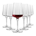 Krosno Infinity Red Wine Glasses 500 ml, Set of 6, Lead-Free Crystal Stemware, Large Bowl Modern Wine Glasses, Elegant Tasting Glassware, Dishwasher Safe, European Made