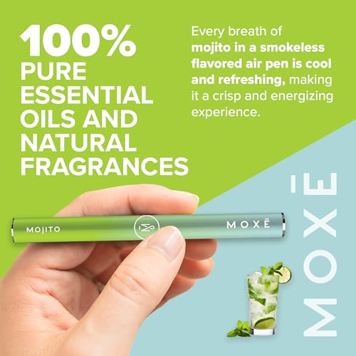 moxe natural mojito air inhaler  non electric long-lasting flavored air refreshing support  oral fixation peppermint lime bergamot amp menthol essential oils craving relief