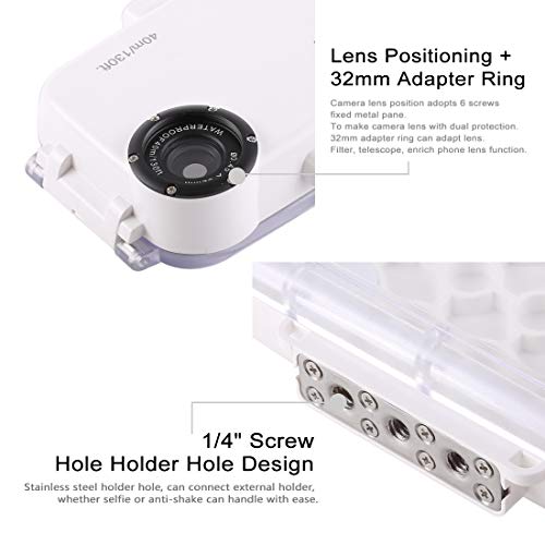 Haweel for iPhone XR Underwater Housing Professional [40m/130ft] Diving Case for Diving Surfing Swimming Snorkeling Photo Video with Lanyard (iPhone XR, White) - Thumbnail 7