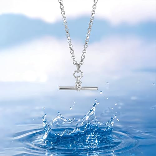 Image of Jeulia 14K Gold Plated Necklaces for Women, Dainty Paperclip Chain Choker T-Bar Layered Stackable Gold Necklace Jewelry Gifts