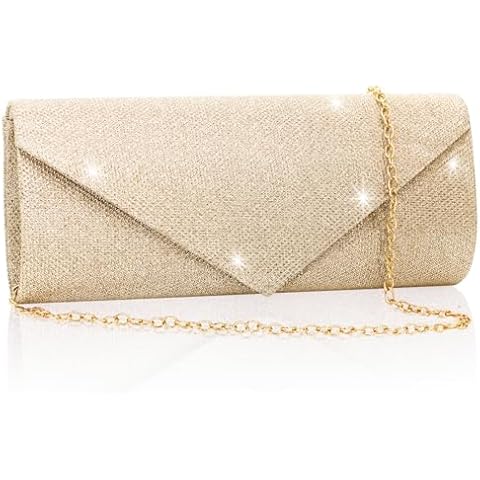 Clutch Purses for Women,Evening Bag Envelope Clutch with Detachable Chain Sparkle Elegance (Champagne Gold) Cover