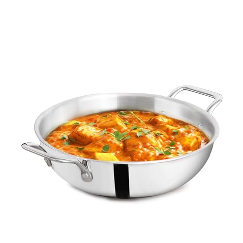 The Indus Valley Triply Stainless Steel Kadai/Kadhai 2.7Ltr | Med...