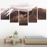 SIGNWIN 5 Panel Canvas Wall Art Modern Art Expressive Farmhouse/Country Landscape Mountain Top Multicolor Photography for Home Decorations Ready to Hang - 60