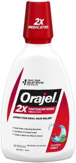 Orajel Analgesic & Astringent Rinse for Toothache Soothing Mint - 16 oz, Pack of 3