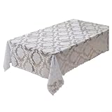 Niceminiwall Mantel de encaje elegante de poliéster blanco con patrón floral jacquard, diseño antideslizante y resistente al polvo para decoración de mesa de comedor, bodas (140 x 140 pulgadas)