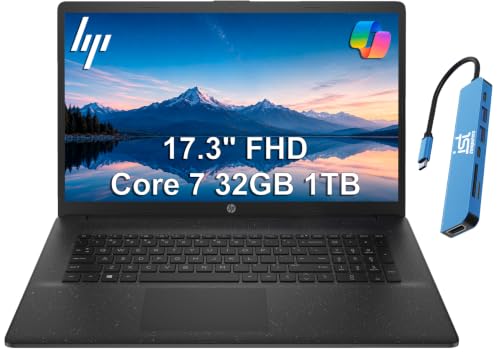 Image of HP 17 Laptop, 17.3 inch FHD Anti-Glare, Intel Core 7 150U, 32GB RAM, 1TB SSD