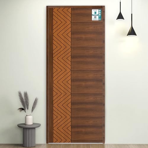 Image of Plantex WPC Doors for Bathroom (30 mm - Thickness) /Waterproof Bathroom Door /2.25x6.75 Feet Wooden Finished Door for Home /Balcony /Office /Kitchen, Density-550 (27x81 inch,22 kg- Ember Pattern)