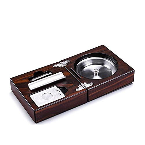 boîte à cigares Cigare Cendrier Set, Cendrier pliable avec coupe-cigare, cigare Cendrier en bois Portable, un cadeau for Lovers cigares (Couleur: Noir) Pour le stockage des cigares ( Color : Black ) Cover