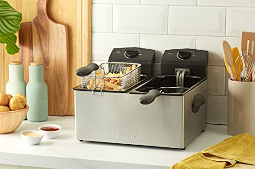 Tristar Friggitrice doppia in acciaio inossidabile - 6 litri, 2 x 1800 watt, con funzione zona fredda e livello di riscaldamento regolabile, FR-6937 - 11