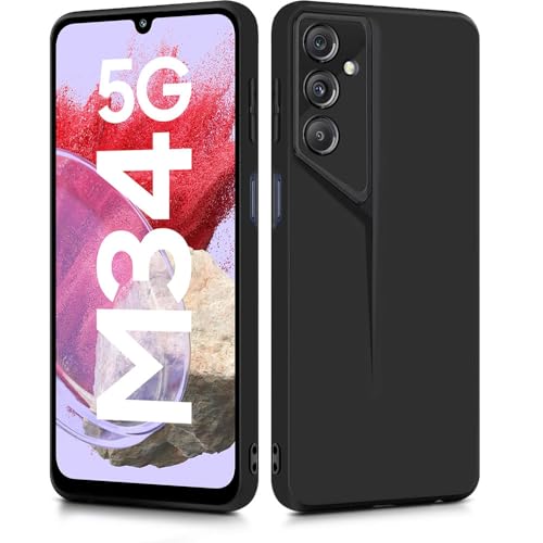 Image of WOW IMAGINE Slim Back Cover for Samsung Galaxy M34 5G | Galaxy F34 5G | Blade Series Ultra Thin Case with Lightweight Design | Camera Protection | Soft Matte Silicone Flexible Mobile Case - Black