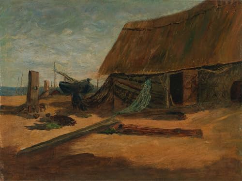 Affiche Cabanes de pêche par Edward Mitchell Bannister, peinture sur toile modern 60x90cm