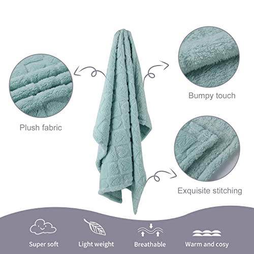 Donsonny Baby Blanket For Boy Girls Toddlers 3D Fleece Fluffy Fuzzy Blanket For Baby, Hearts Checker Design, Soft Warm Cozy Fleece Blanket, Infant Or Newborn Receiving Blanket (30 * 40In) (Green) #TOP4