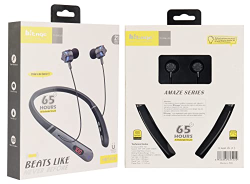 Image of Hitage Amaze Series NBT-628 Wireless Sport Neckband 65 Hrs Music with battry Indicator Bluetooth Headset (Grey Black, in the Ear)