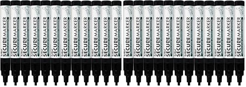 Image of Artline Pack of 24 Secure Permanent Marker Pens Black. Indelible Marker Pens with 4mm Chisel Tip for Obscuring Private Information Permanently - Genuine Permanent Markers & Marker Pens