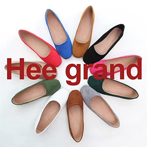 Hee Grand Classic Solid Square Toe Ballet Flats For Women Comfort Casual Flats Lightweight Slip On Loafers Suede Dress Shoes,Black 9 #TOP6