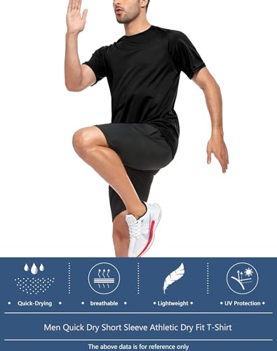 Image of Kinglaman 1 /5 Pack Mesh Workout Shirts for Men Dry Fit Gym Quick Dry Athletic Short Sleeve Sports T-Shirt Moisture Wicking