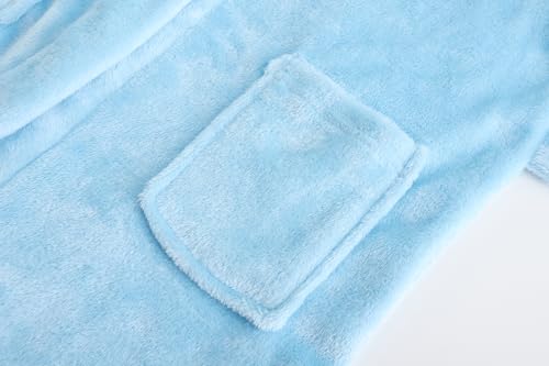 Image of Kids Hooded Bathrobe Girls Soft Plush Hooded Flannel Pajamas Sleepwear Boys Spa Robe