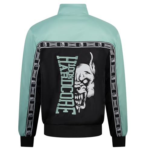 100% Hardcore Veste de survêtement Essential pour homme, menthe/noir, 100 % polyester, fermeture éclair, bande logo, style Gabber, Menthe/noir, L