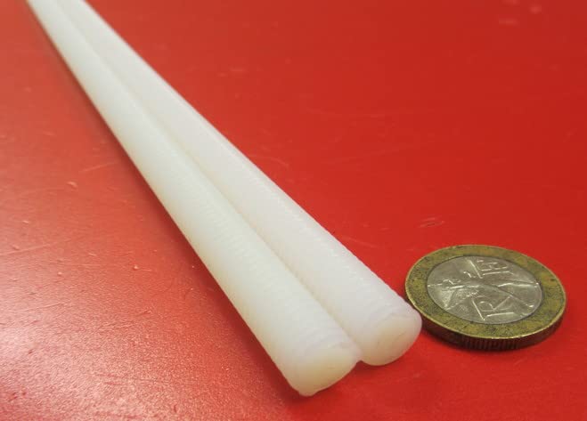 Natural Nylon 6/6 Fully Threaded Rod RH 3/8"-16 x 24 Length 2 Pcs