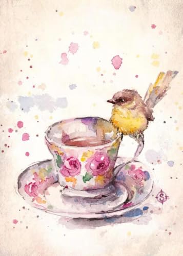 Cuadro de acuarela de pájaros para salón, lámina de gorrión y búho en lienzo de 50x70cm