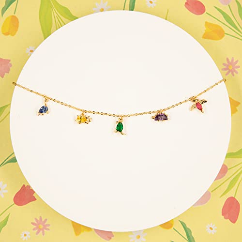 14K Gold Plated Cubic Zirconia Dinosaur Necklace for Women, Animal Gold Pendant Necklace Dainty Crystal Layered Necklace Chain Birthday Gift Jewelry2