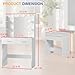 ‌FDW Vanity Desk with Mirror and Lights, 2-Drawer Makeup Vanity Desk with 3 Adjustable Light Colors, 6 Shelves and Power Outlets for Bedroom, White
