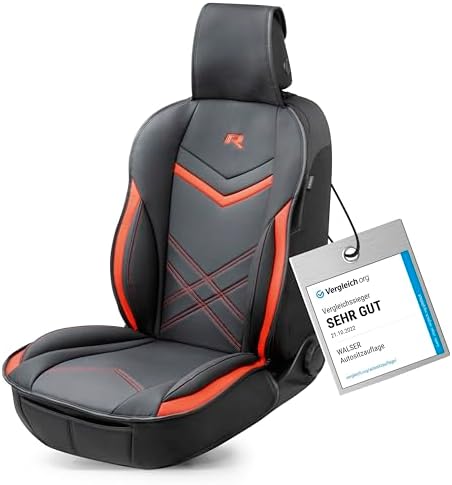 Walser Sitzauflage Auto Rey, Sitzschoner Auto schwarz/rot, Universal Auto Sitzauflagen, Autositzauflage Vordersitze, Sitzbezug Auto Vordersitze, Sitzkissen Auto Sportlook, Sitzbezü