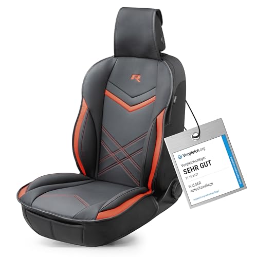 Walser Sitzauflage Auto Rey, Sitzschoner Auto schwarz/rot, Universal Auto Sitzauflagen, Autositzauflage Vordersitze, Sitzbezug Auto Vordersitze, Sitzkissen Auto Sportlook, Sitzbezüge Auto für PKW/LKW