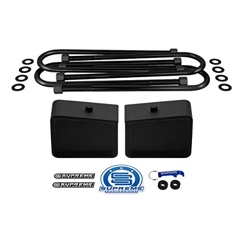 Supreme Suspensions - Rear Leveling Kit for 1997-2003 Ford F-150 (2WD 4WD) 4" Tall Lift Blocks with Round Bend U-Bolts Rear Suspension Lift Kit - Can Cooler Included with Purchase