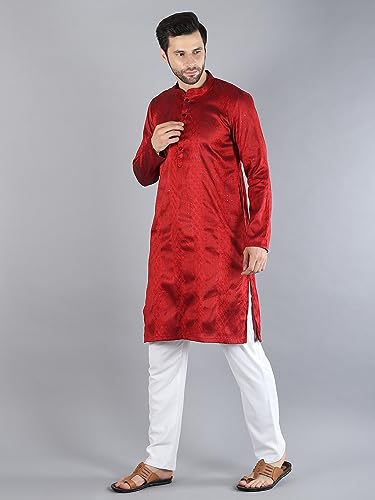 Image of Uri and MacKenzie Embroidery Silk Men's Kurta Pyjama Set