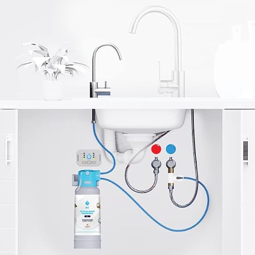 Dafi Podblatowy System Filtrów Wody z Kranem Chromowanym FLOW COMFORT Podblatowy System Filtrów Wody | Filtr o Dużym Przepływie do Użytku Domowego Wysoka Wydajność Redukcji Chloru | Łatwa Instalacja