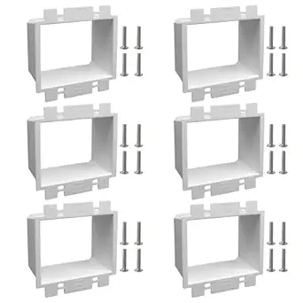 2-Gang BE2 Non-Metallic Electrical Power Outlet Box Extender(ETL Listed),Electrical Boxes Extender for Outlets for Power Switch Receptacles Accessories,Fire Rated for 2 Hours,6-Pack