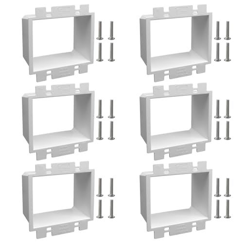2-Gang BE2 Non-Metallic Electrical Power Outlet Box Extender(ETL Listed),Electrical Boxes Extender for Outlets for Power Switch Receptacles Accessories,Fire Rated for 2 Hours,6-Pack
