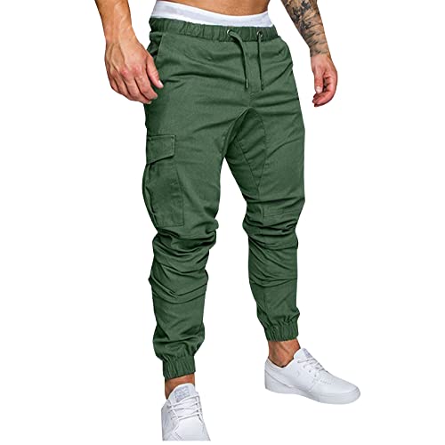 Ymosrh Khaki Cargo Pants for Men Jeans Solid Color Ripped Holes Frayed Gradient Washed Trousers Slim Fit Chinos