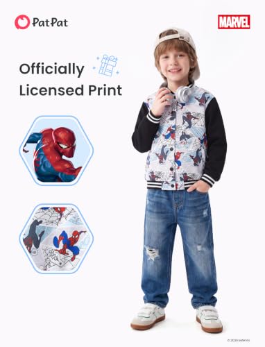 Image of Disney Marvel Bomber Jacket Spider Man Toy Story Cars Varsity Cardigan2-13Y | Officially Licensed Snap Button Coat,Fall Star Wars Graphic Cloth Top,Hulk Venom Stitch Mickey Lightning Mcqueen Kids Apparel