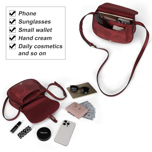 Image of AFKOMST Crossbody Bags for Women,Small Saddle Purse and Boho Cross Body Handbags,Vegan Leather