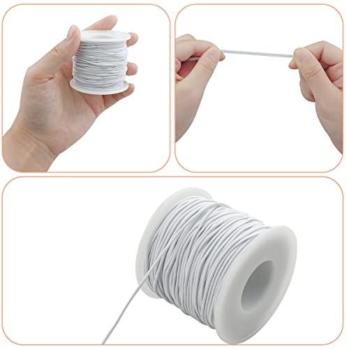 2 Rolls 1 Mm Elastic Beading Cord For Bracelet Stretchy Elastic String For Jewelry Making Sewing Necklace 100 Meters Elastic Bracelets Cord Crafts Beading Thread Diy Crafting Cord (Black + White) #TOP3