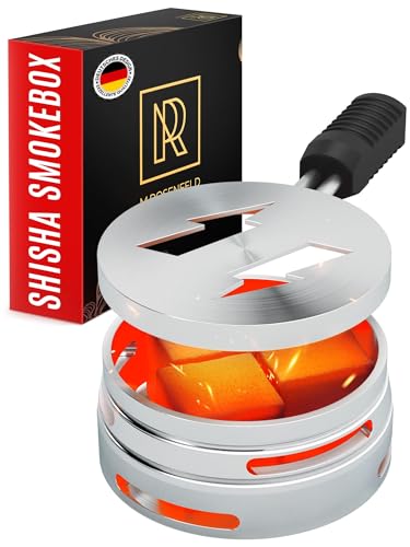 M. ROSENFELD Smokebox Shisha Kopf - Heat Management Shisha Sieb Aufsatz Mit Doppelring-boden Windschutz Spart Shisha Kohle Für Alle Gängigen Köpfe Geeignet Shisha Phunnel Kopf Schwarz Metall Silber